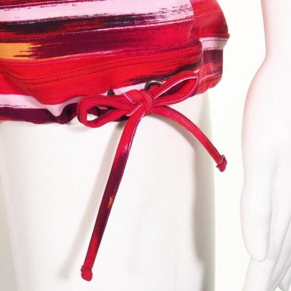 Athleta Top Womens Size Small Racerback Drawcord Red White Yellow  Shelf Bra EUC - Picture 5 of 9